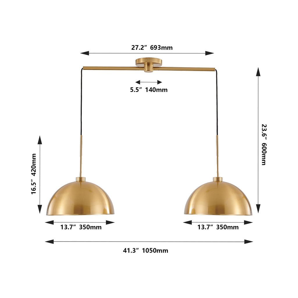 41" Industrial Copper Double Pendant Light Fixture
