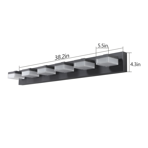 Modern 6-Light Black LED Vanity Mirror Light Fixture