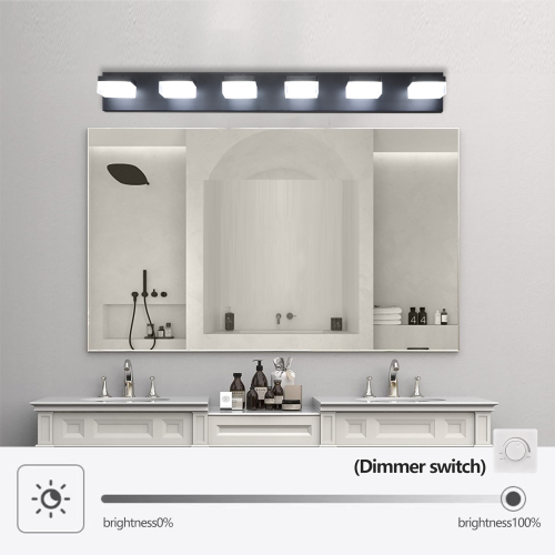 Modern 6-Light Black LED Vanity Mirror Light Fixture