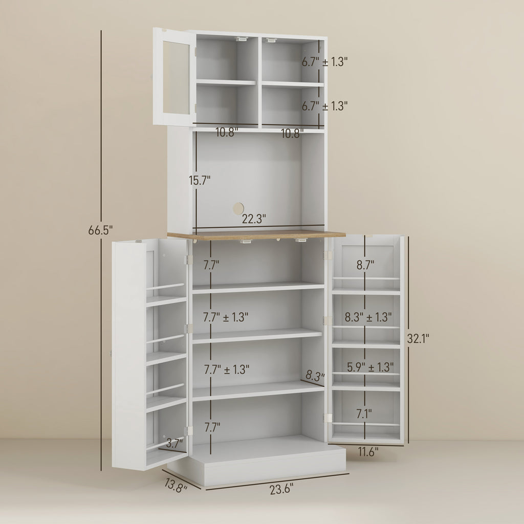 66.5" Tall Kitchen Pantry Cabinet with Adjustable Shelves