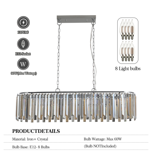 Modern Oval Crystal Chandelier Luxury K9 Ceiling Light