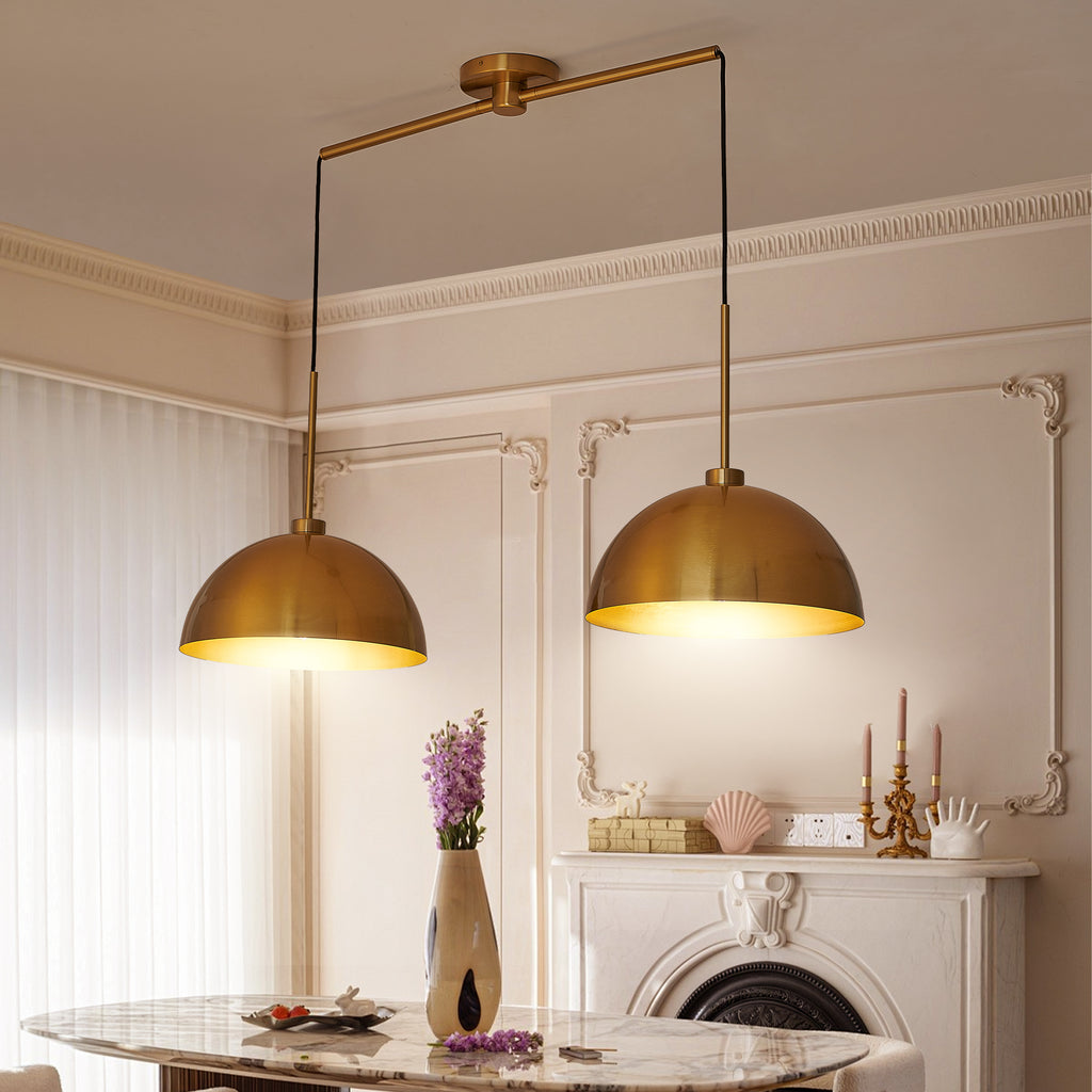 41" Industrial Copper Double Pendant Light Fixture
