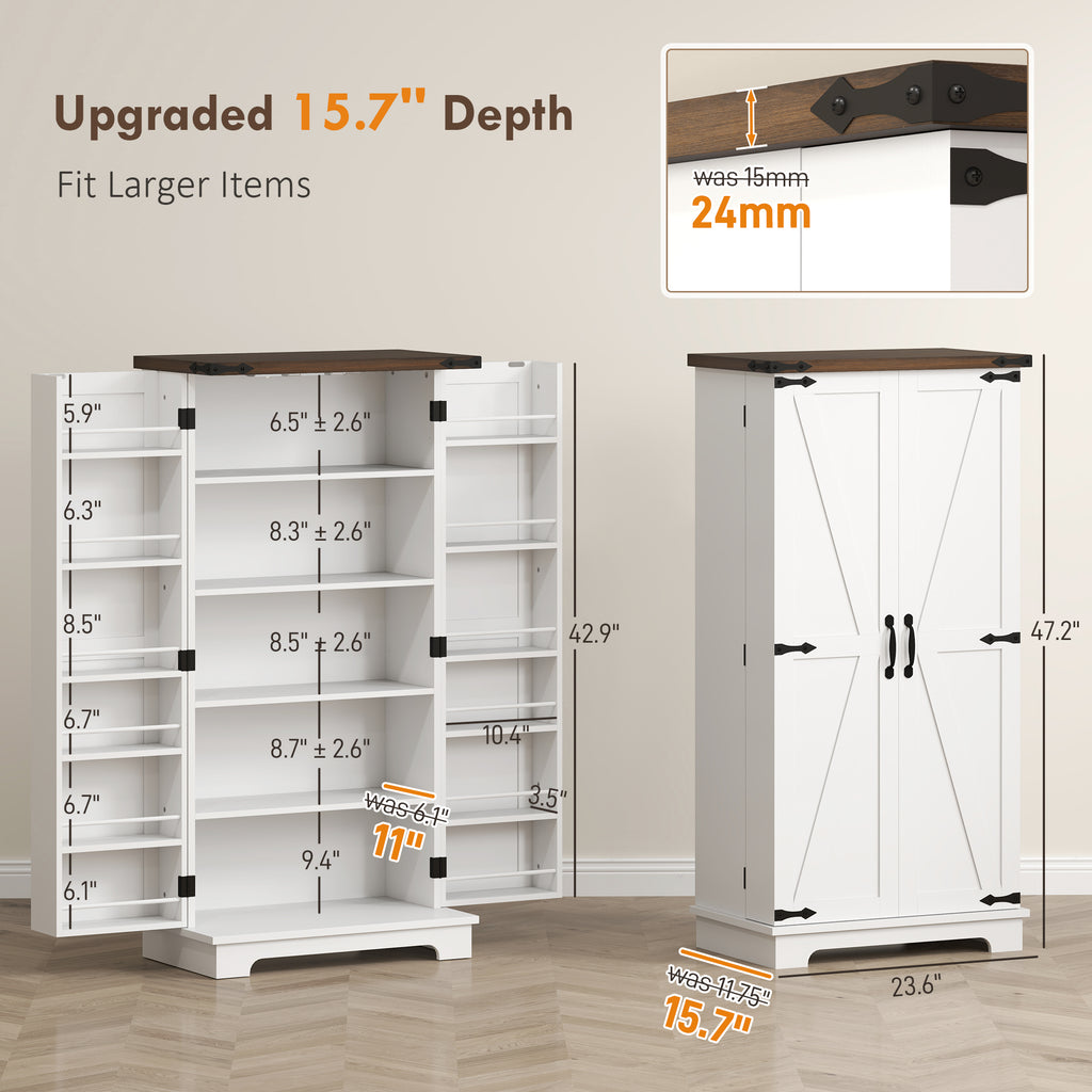 47" Farmhouse Pantry Cabinet with LED Sensor Light