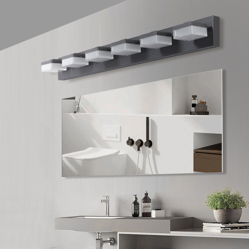 Modern 6-Light Black LED Vanity Mirror Light Fixture