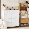 10-Drawer Dresser with Side Pocket & Hooks White