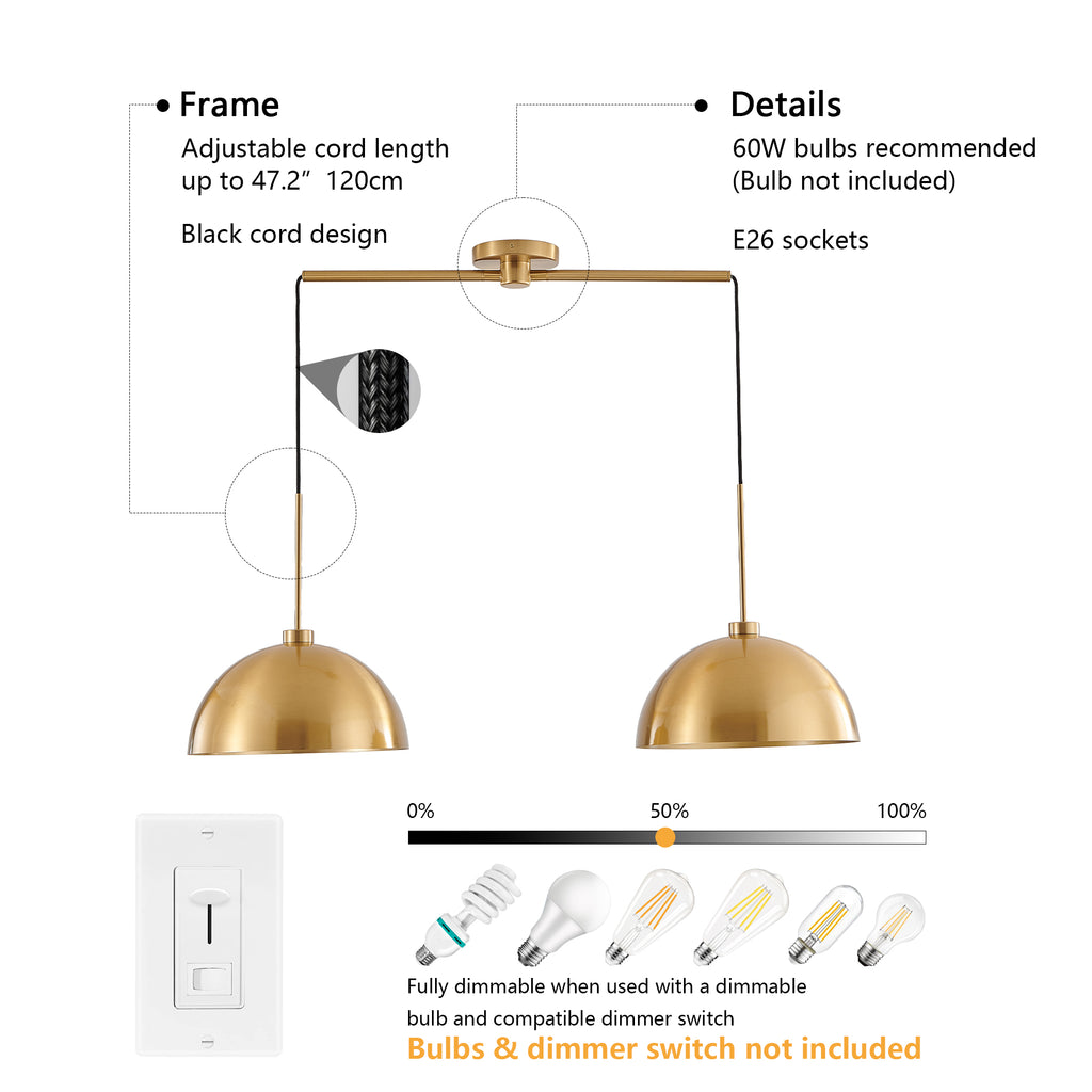 41" Industrial Copper Double Pendant Light Fixture