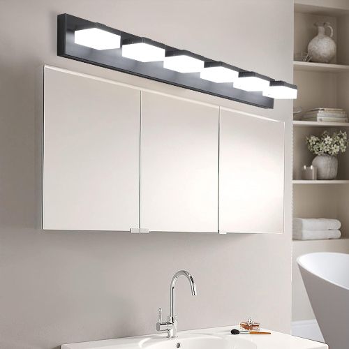 Modern 6-Light Black LED Vanity Mirror Light Fixture