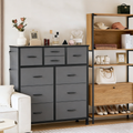 10-Drawer Dresser with Side Pocket & Hooks Gray
