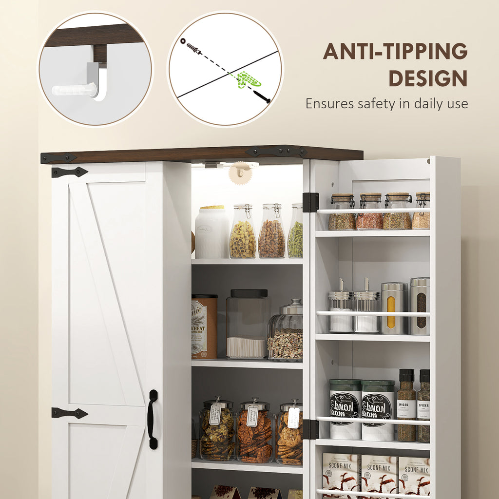 47" Farmhouse Pantry Cabinet with LED Sensor Light