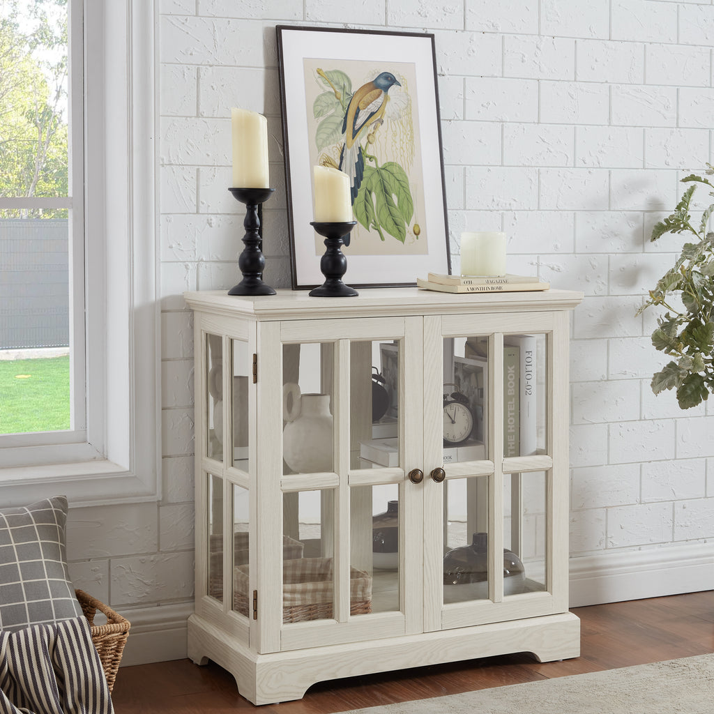 White LED Curio Display Cabinet with Glass Doors