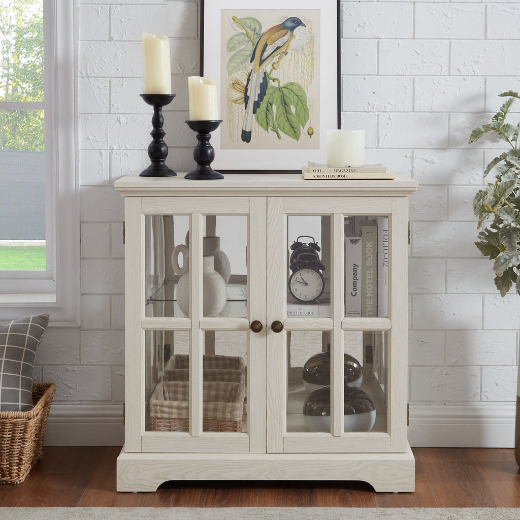 White LED Curio Display Cabinet with Glass Doors